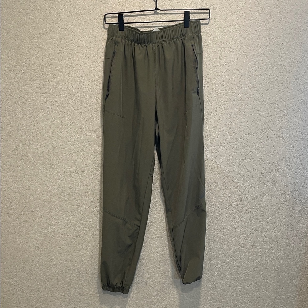 ASICS Boys Joggers Small Green Athletic Track Pants Nylon Activewear